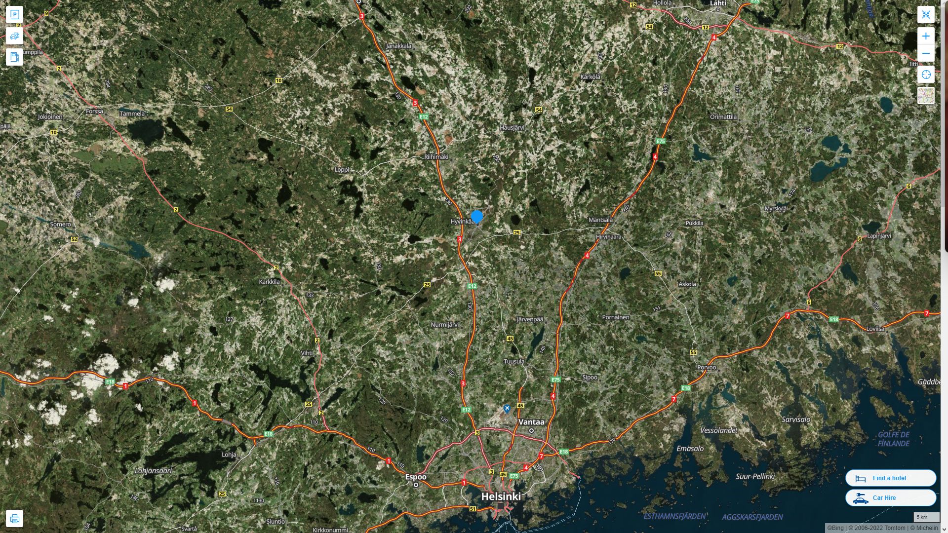 Hyvinkaa Highway and Road Map with Satellite View